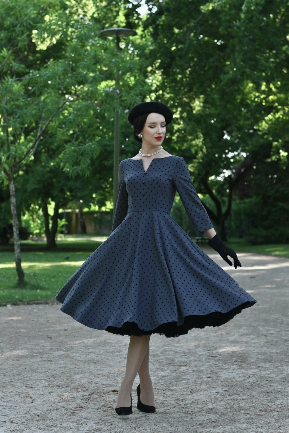 Margaret Polka Dot Swing Dress in Extended Sizing